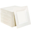 100 Pack Ivory Plastic Square Dessert Plates, 6.5" Disposable Salad Plates - color: Ivory