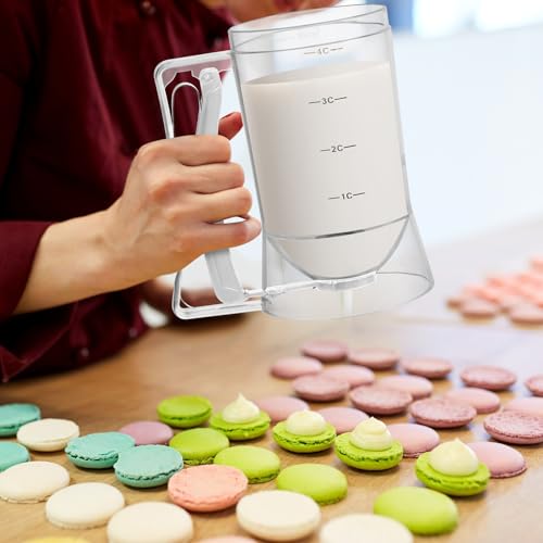 FillTouch 2 Pcs Handheld Batter Dispenser Squeeze Handle 4 Cups, White - color: White