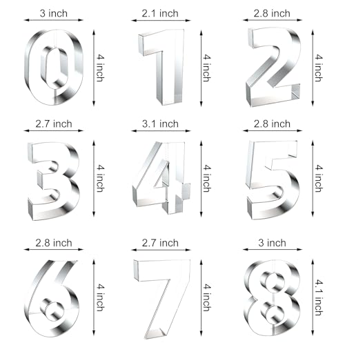 4 Inch Number Cookie Cutter Set - 9 Pcs Extra Large Xzhloym Cookie Cutters Shapes - Stainless Steel - color: 4 Inch Numbers - 9Pcs