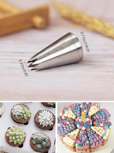 Piping Tip #21, 3-Piece Set – Craft Exquisite Stars, Swirls, and Shells - color: H