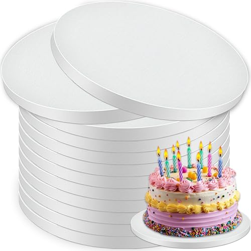 12 PCS Cake Drums 12 Inch Round, 1/2 Inch Thick Cake Boards, Food-Grade White Cardboard Cake Bases for Layer Cakes, Weddings, Birthdays & Bakery Use - size: 12 Pieces 12 inch