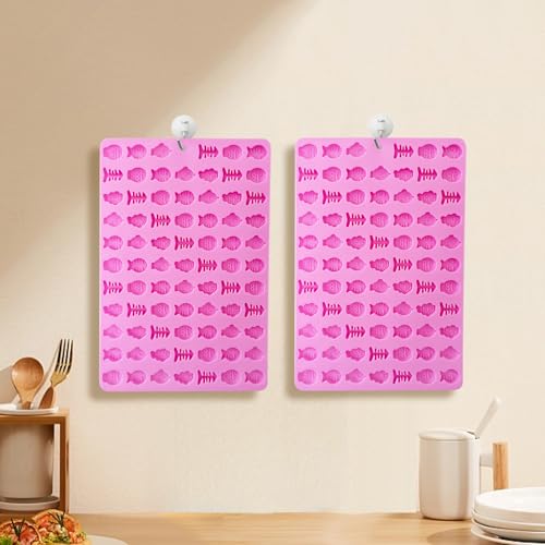 2 PCS Gummy Fish Candy Molds Silicone, Cat Dog Treat Molds,152 Cavity Fish Mini Silicone Mold for Chocolate, Fondant, Candy, Biscuits, Cookie, Jelly and Cat Dog Training Commands Concept - style: Mini Fish