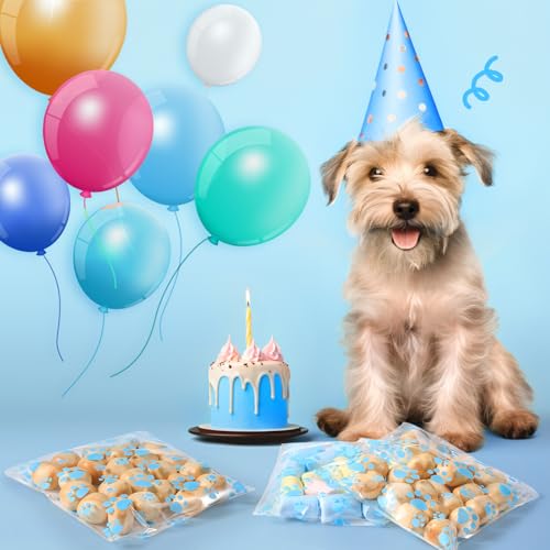 Pasimy 200 Pcs Dog Paw Treat Bags, Clear Self Adhesive Clear Blue - color: Clear Blue