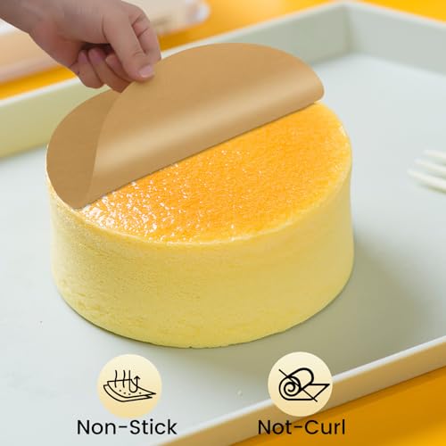100pcs 9 inch Parchment Paper Rounds, Heavy Duty Unbleached Parchment Paper Sheets for baking, Precut Brown Non-Stick liners for Cake Pan, Steaming, Air Fryer, Non-Stick Liners for Cooking - size: 9inch-100pcs
