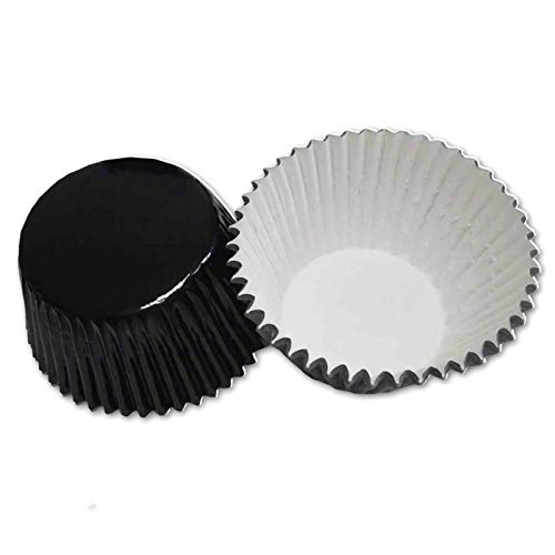 Black Foil Metallic Paper Muffin Cupcake Liners case Baking Cups 100 pcs,Standard Size 2x1.25inch - color: black foil