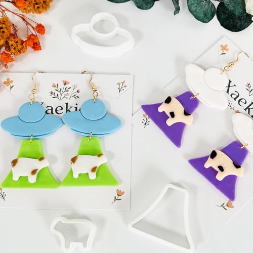 UFO Cow Polymer Clay Cutters Set - 3Pcs Alien Theme Clay Cutters for Earrings, Polymer Clay Molds, Halloween Clay Tools - color: P color