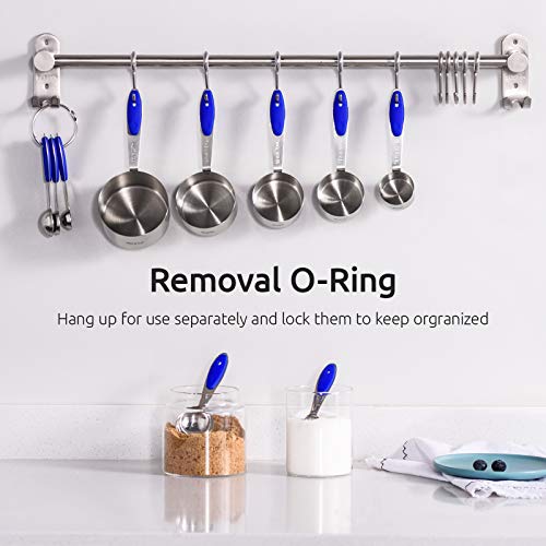 U-Taste Measuring Cups Spoons Set, 18/8 Stainless Steel, 10Pcs, Blue - color: Blue