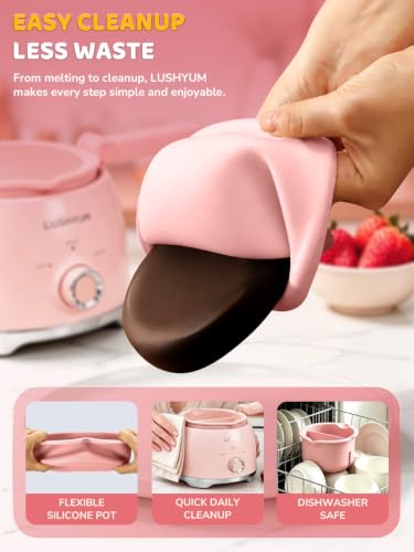 LUSHYUM Electric Chocolate Melting Pot, 4-Cup Chocolate, 2 Insert Pots - color: Pink