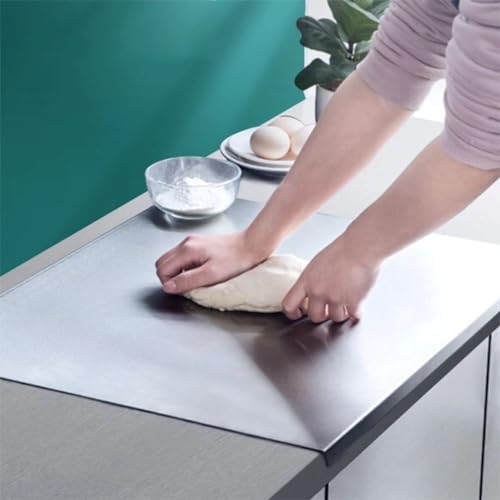 Stainless Steel Cutting Boards for Kitchen,Baking Board,Pastry Board,kneading Panel - Suitable for Cutting Vegetables, Fruits, Meat,bread - Easy To Clean and Store (50x50cm/19.6x19.6in) - size: 19.6"L x 19.6"W