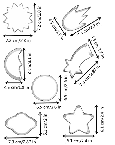 Hocai Planet Series Outer Space Cookie Cutters Set Stainless Steel 7Pcs