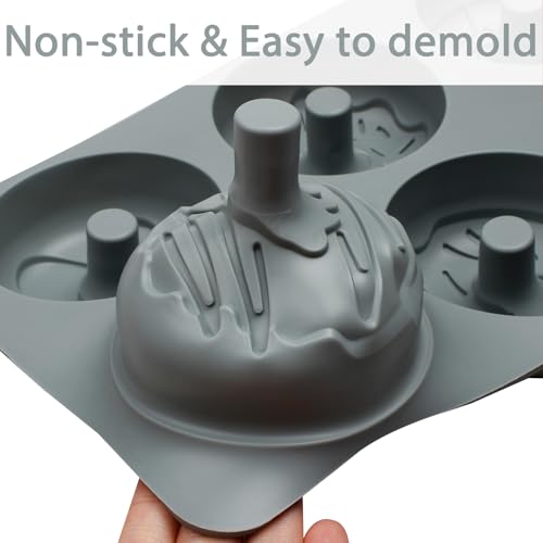 Silicone Donut Mold for Baking, 6 Cavity, 27.5 x 17cm - color: Grey-Donut