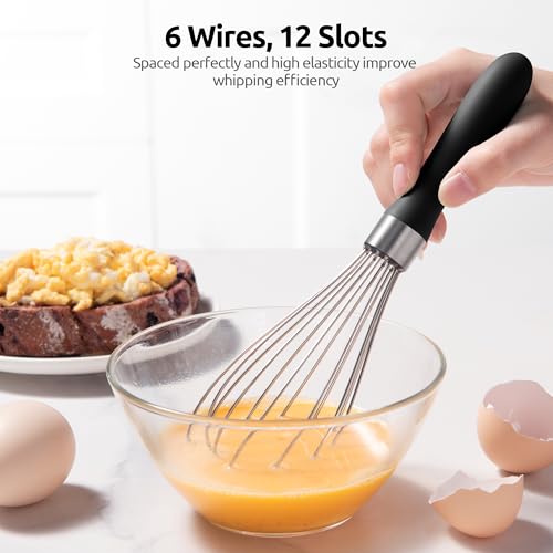 U-Taste Wire Whisk for Cooking, 18/10 Stainless Steel Balloon Wisk, S/Black - color: Black, size: Small