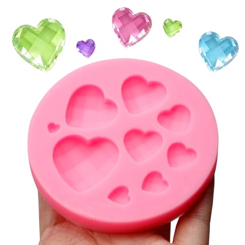 Gems Heart Fondant Molds Silicone, 4 Pakcs Sphere Round Cake Pop Mold for Cupcake Toppers Candy Clay Gem Tools for Birthday Wedding Party - color: 4Packs Gems Silicone Molds