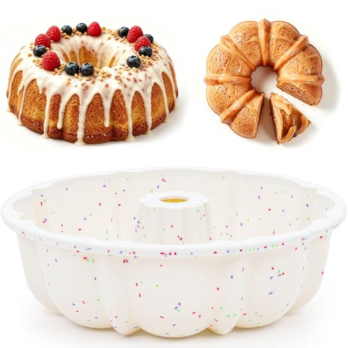 9.5 Inch Silicone Fluted Tube Cake Pan with Stainless Steel Frame - size: 9.5 inch