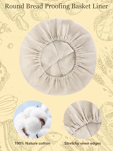 Artcome 10 Pack Bread Proofing Basket Covers - 9 Inch Round Linen Cloth Cover for Banneton Basket - Reusable & Breathable Dough Bowl Cover for Sourdough Bread Baking