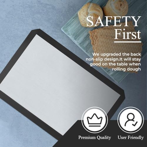 Large Silicone Baking Mat (15.7'x23.6') with Measurement Indicators, Non-Slip Surface, and Pastry Mat Sheet for Dough Rolling - Perfect for Creating Cookies, Macarons, and Bread - Pack of 2 - size: Large