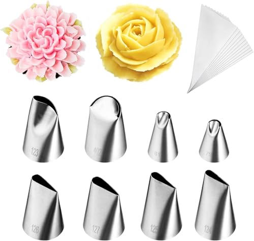 8PCS Stainless Steel Cake Decorating Tip, Large Piping Tip Set