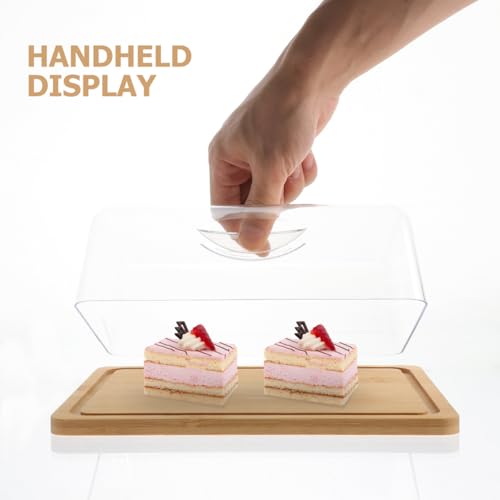 Acrylic Cake Stand with Dome Clear Cake Plate with Lid Rectangular Tray for Cakes Cupcakes Muffins Parties Restaurants 9.44 X 7.28 X 2.95 in