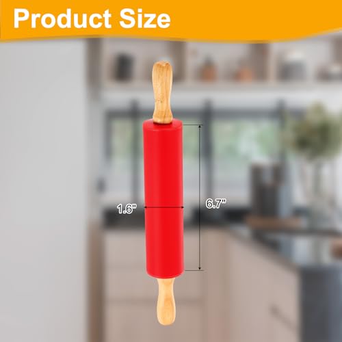 uxcell 6.7 Inch Silicone Rolling Pin Small Dough Roller Red - color: Red, size: 6.7 Inch