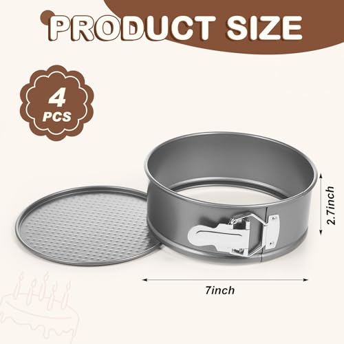 4 Pcs 7 Inch Nonstick Springform Cheesecake Pan with Removable Bottom - color: Gray, size: 7 Inch