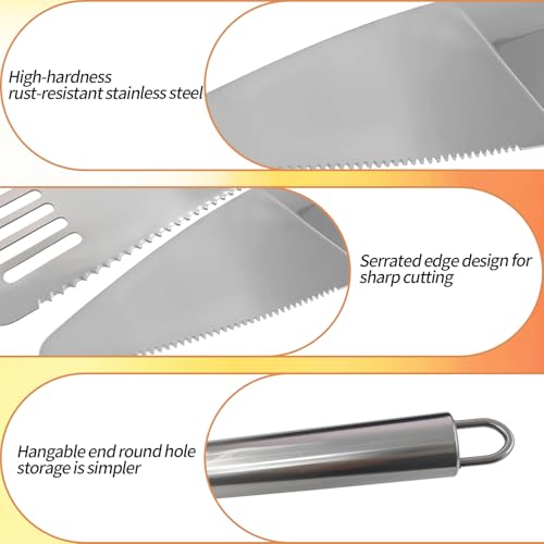 2PCS Pie Server Set Stainless Steel Pie Cutter and Server Set,Spatula with Serrated Edge for Cutting and Serving Cake, Pizza,Lasagna - size: 2PCS