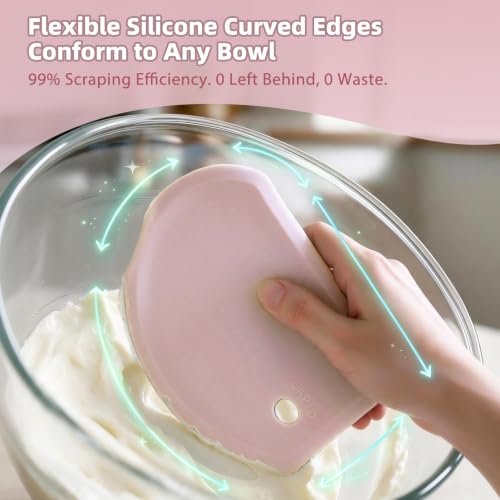 Flexible Dough Scraper with Metal Core: Silicone Bowl Scraper Bread Baking - color: Pink