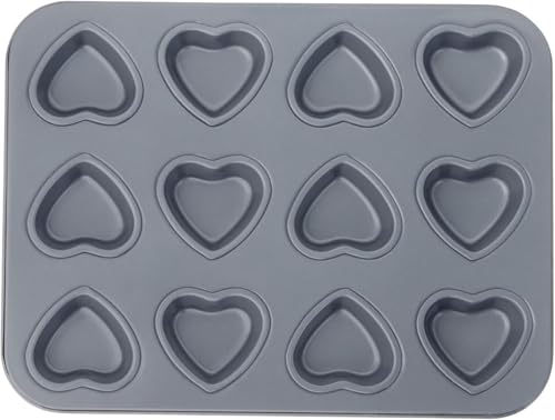 Fox Run Mini Heart Muffin Pan, 12-Cup, Preferred Non-Stick, Gray - style: Mini Heart Muffin Pan