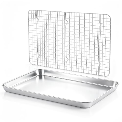 E-far Large Baking Sheet with Wire Rack, 20" x 14" (1 Pan +1 Cooling Rack) - size: 20"x14"