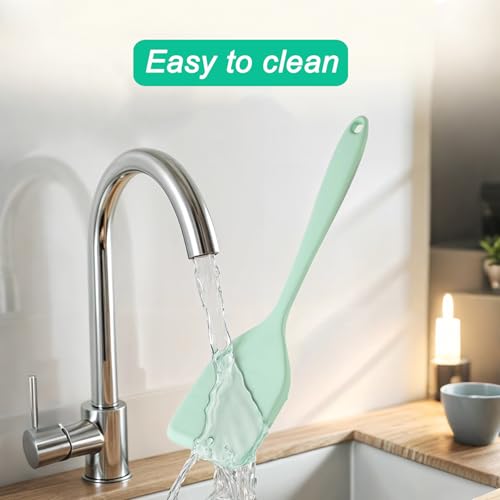 Small Silicone Spatula Set, Mini Spatulas for Baking, Cooking, Serving - color: Green
