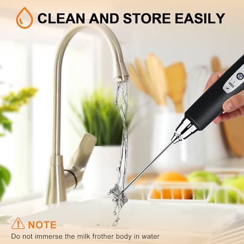 YUSWKO Handheld Milk Frother Wand for Coffee, Rechargeable Electric Whisk