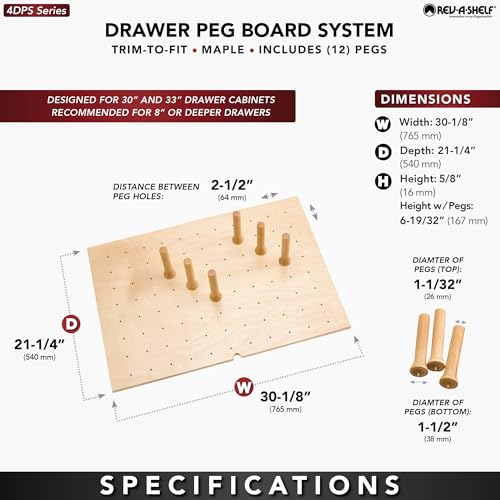 Rev-A-Shelf Trim to Custom Fit Wooden Pegboard Drawer Divider Organizer - size: 30" W x 21" D