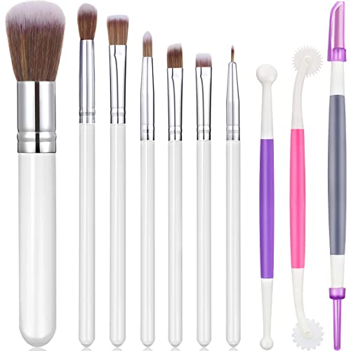 Patelai 10 Pcs Food Safe Paint Brushes Fondant Tools Cake Painting,White - color: White