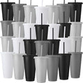 Honeydak 30 Pack Plastic Cups with Lids Straws,Gradient Color - color: Gradient Color