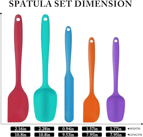 5-Pack Silicone Spatula Set – Heat-Resistant Baking, Cooking & Mixing Tools, Seamless Design, Non-Stick & Easy to Clean, Multicolor - color: Multicolor