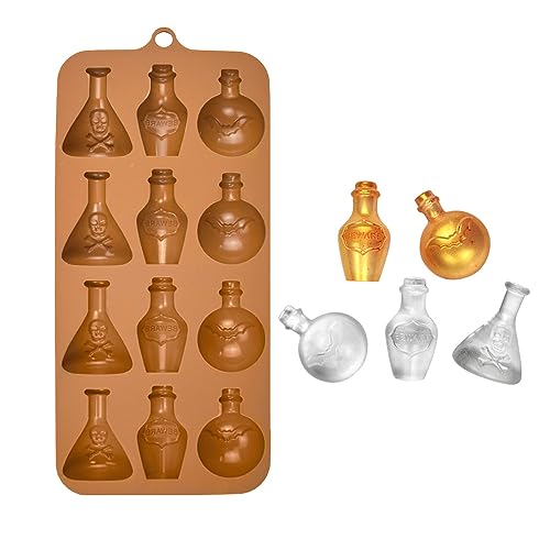 Halloween Chocolate Molds 3pcs Silicone Candy Molds Halloween Apothecary Potion Bottle for Ice Cube Jelly Crayon Gummy Cupcake Decoration - size: Halloween