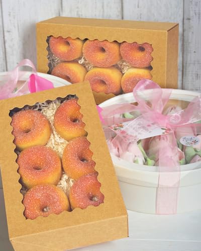 qiqee Auto-pop up Bakery Box with Window 9"x6"x2.5" 150Pcs Bakery Box Brown - color: 9x6x2.5, 150Pcs, Brown