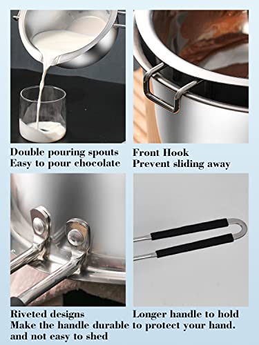 Double Boiler Pot Set, 1200ML Double Boiler, 2800ML Stainless Steel Pot - size: 2800 ML+1200ML Multicolor (Pack of 1)