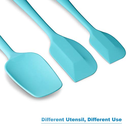 3-Piece Silicone Spatula Set, 600°F Heat Resistant, Light Blue - color: E-Light Blue