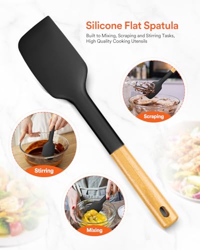 Badiano Silicone Heavy-Duty Spatula, Rubber Scraper for Nonstick Cookware - color: Black