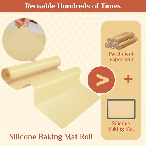 GTJ Silicone Baking Mat Roll, Reusable Baking Sheet Liners, 20 in x 6 ft - color: Beige, size: 72"L x 20"W