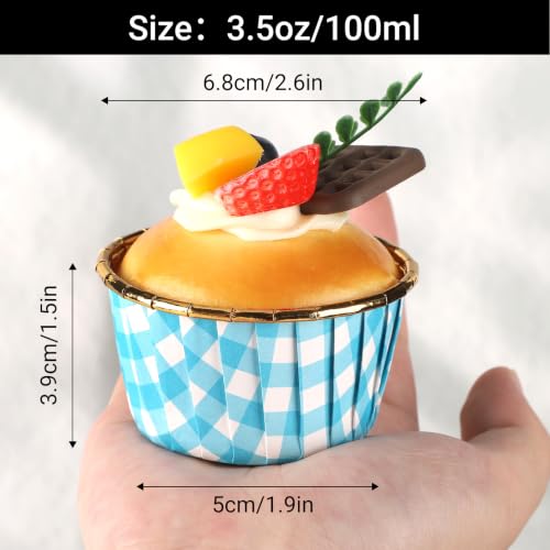 EUSOAR Cupcake Cups, 50pcs 3.5oz Blue White Aluminum Baking Cupcake Liners - color: Blue/White, size: 50pcs