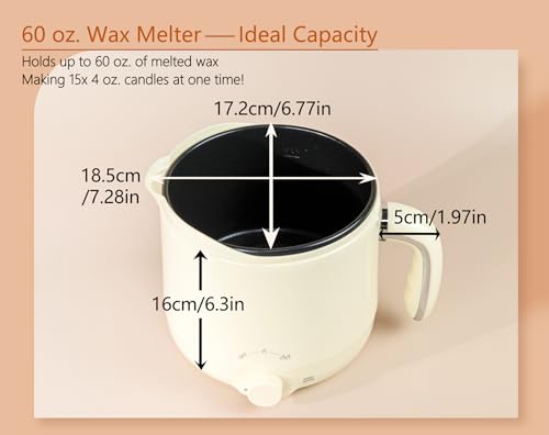 Electric Wax Melting Pot, 60oz/1.8L Wax Melter for Candle Making with Spout
