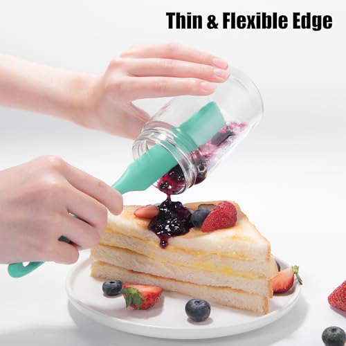 Doosu Silicone Jar Scraper Spatula Long Handle for Peanut Butter (Aqua Sky) - color: Aqua Sky, size: 9.7in (jar spatula)