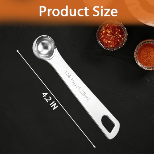 5PCS 1/4tsp(1/12tbsp, 1.25 ml) Measuring Spoon Teaspoons Stainless Steel Measure Spoons for Precise Cooking, Baking and Spices Measurement - size: 1/4tsp(1/12tbsp, 1.25 ml)