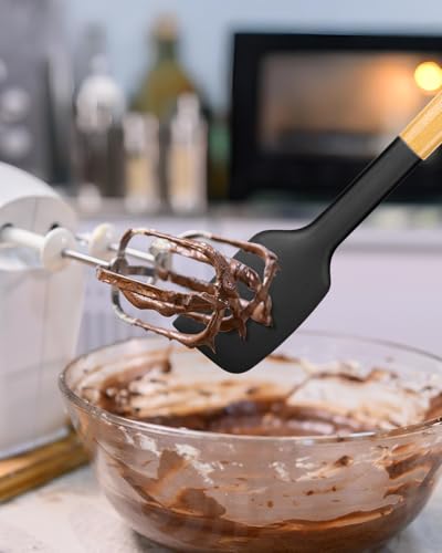 Badiano Silicone Heavy-Duty Spatula, Rubber Scraper for Nonstick Cookware - color: Black