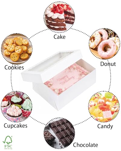 Sheet Cake Box with Boards 14"x10"x4" 12 Sets, White, Includes ribbon - color: White, size: 12 Sets, 14"x10"x4"