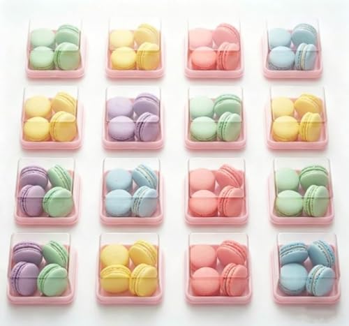 Hewnda 50 Pack Pink Bottom Clear Cover plastic mini cake box