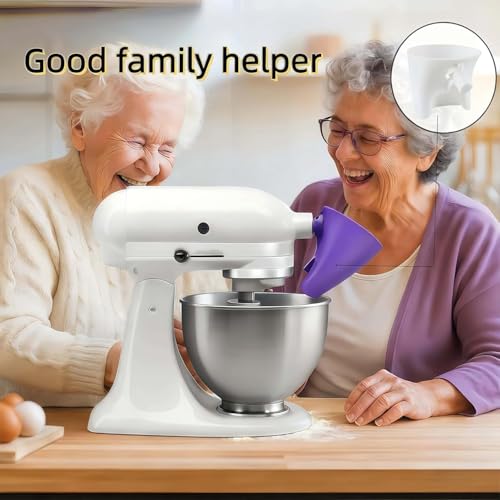 Flour Funnel for KitchenAid Mixer - Compatible with 5 Qt & 4.5 Qt Bowl-Lift Models | Dishwasher Safe, Anti-Splash Design for Mess-Free Baking | Includes 2-Piece Set (Red) - color: Red