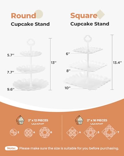 Kootek 10pcs Cupcake Stand Dessert Table Display Set Serving Tray for Party - color: Bright White, size: 10 Set