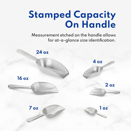 New Star Foodservice Cast Aluminum Flat Bottom Scoop, 16-Ounce, Silver - size: 16-Ounce